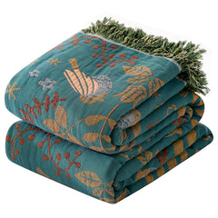 Boho Breathable Flower Bird Reversible Quilt