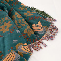 Boho Breathable Flower Bird Reversible Quilt